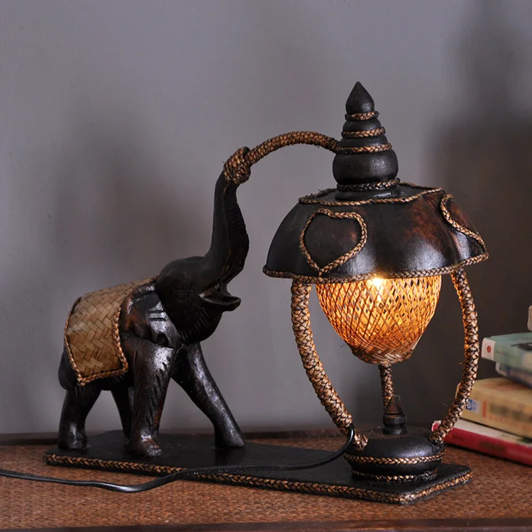 Thailand Furniture Lamps Elephant Bamboo Table Lamp Hotel Bedroom Bedside Lamp Home Creative Decoration Table Lamp 104276