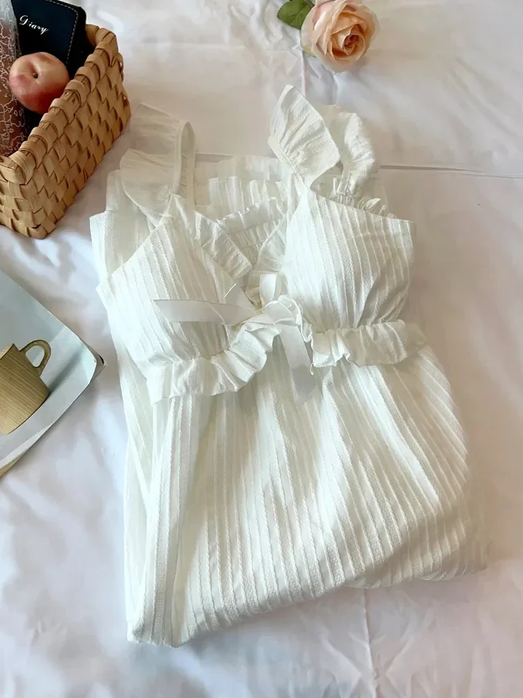 Sweet Cute Nightdress Women Princess Nightgown Lady Summer Sleeveless Sleepwear Female Cotton Nightgowns Loose Home Clothes