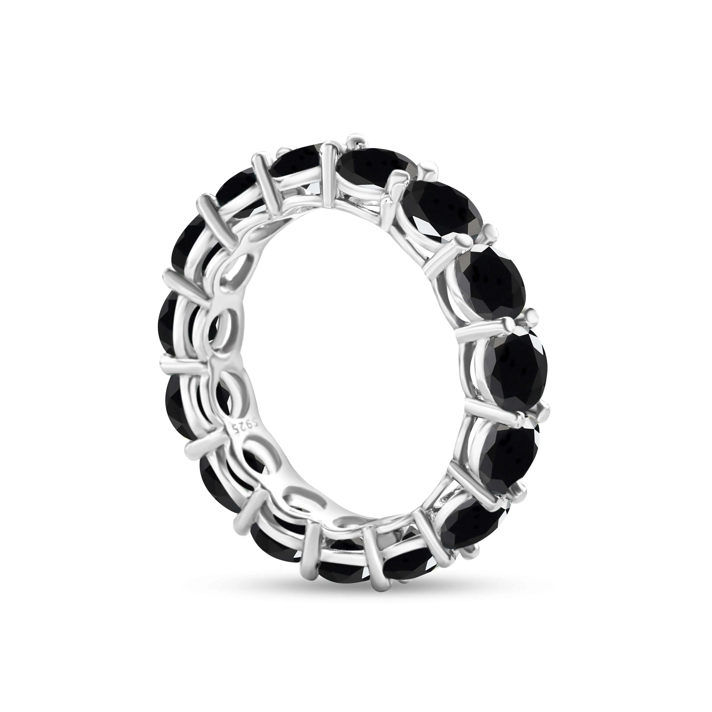 5 mm 7 Karat bunter Moissanit-Ring, 925er Silber vergoldet, mit Weißgold, Ehering, Ewigkeitsband, Verlobungsringe für Frauen – Detail 3