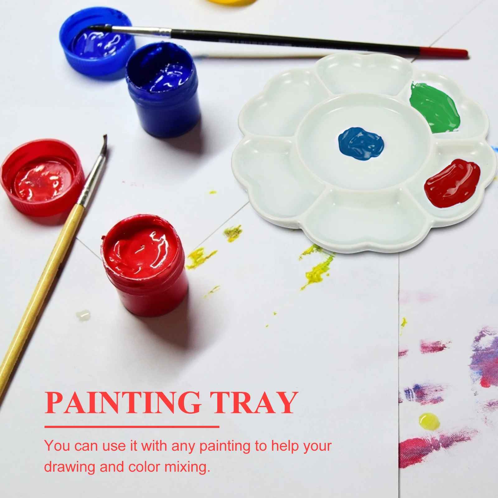 

Painting Supplies Artist Pallet Handheld White Watercolor Pigment Tray Mixing