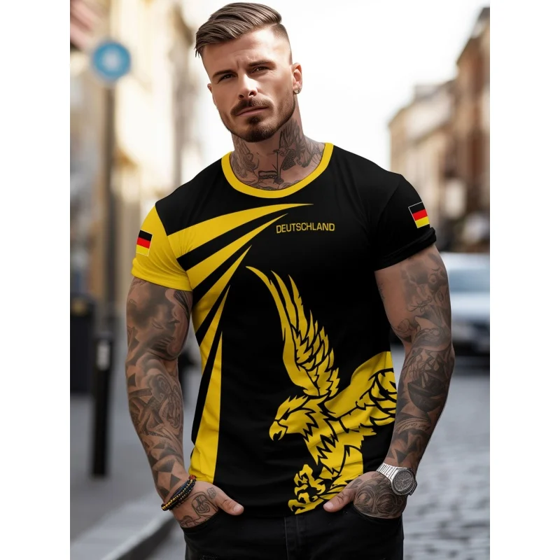 3D Printed Football Uniform Germany T-Shirt For Men German Flag Pattern Tees Summer O-Neck Tops Unisex T Shirts Short Sleeves