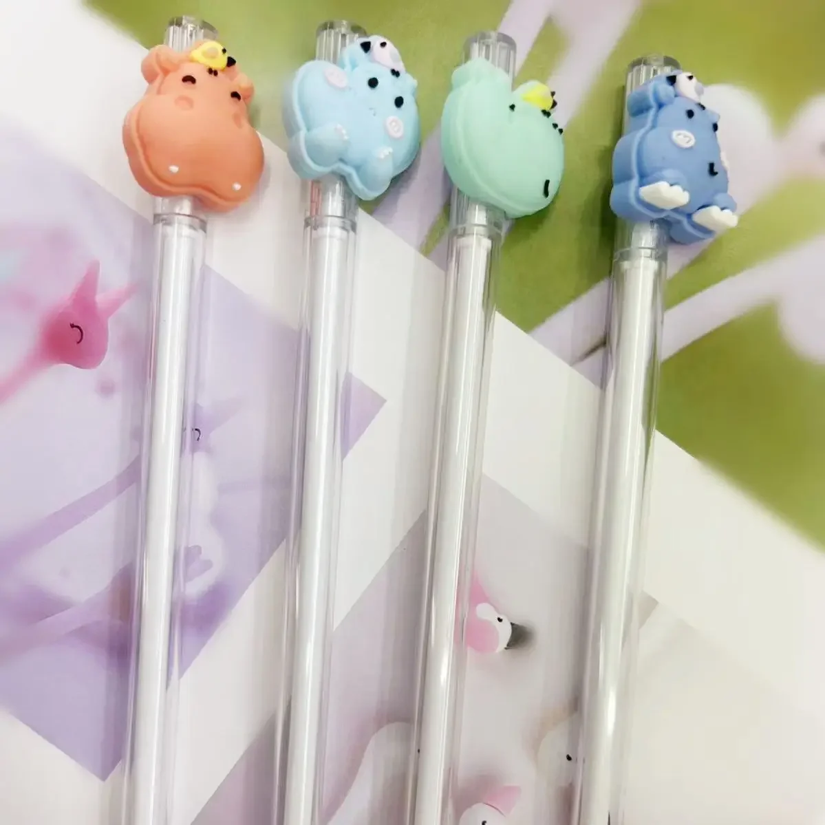 

48PCS Cartoon Neutral Pen Cute Creative Doll Hippo Mr. 0.5mm Student Supplies Office Supplies B