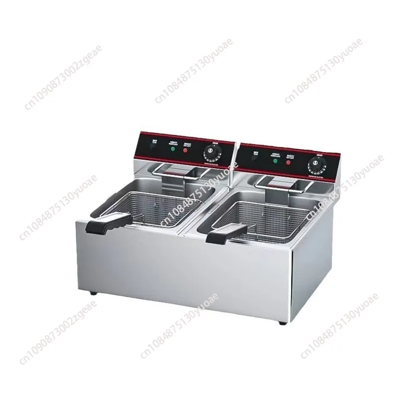 Commercial Countertops Stainless Steel Electric Double Can Double Basket Chip Fryer Kitchen Equipment