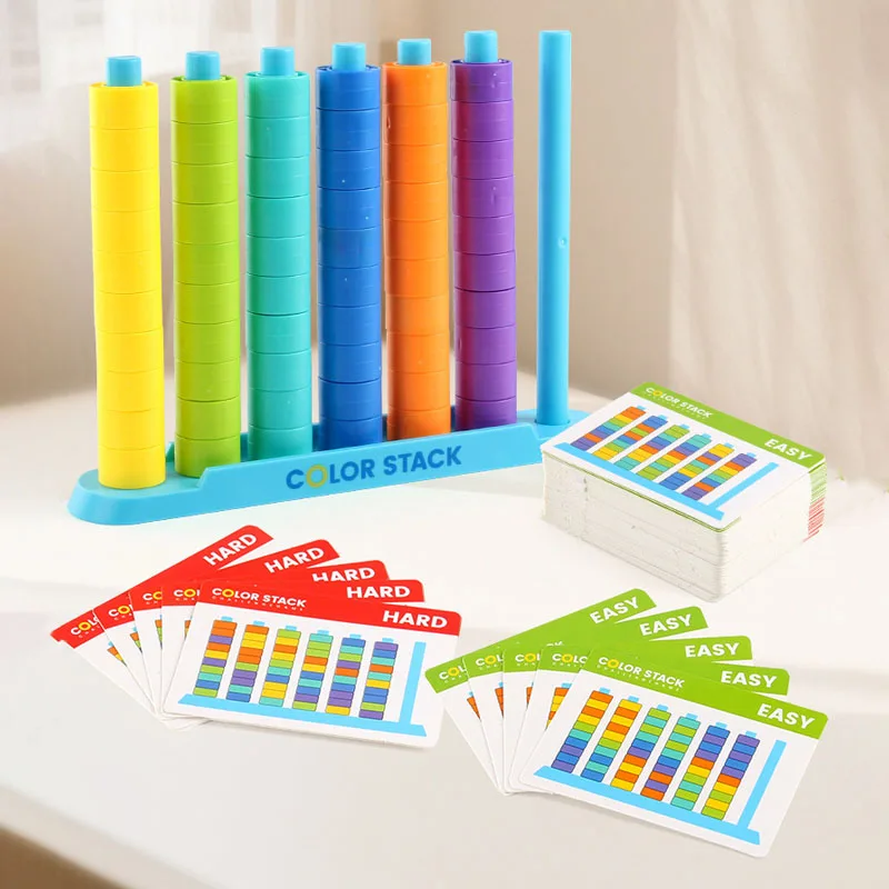 Fun Stacking Rainbow Rings Educational Toy, Train Thinking For Kindergarten, Color Recognition Classification Motor Skills Toy