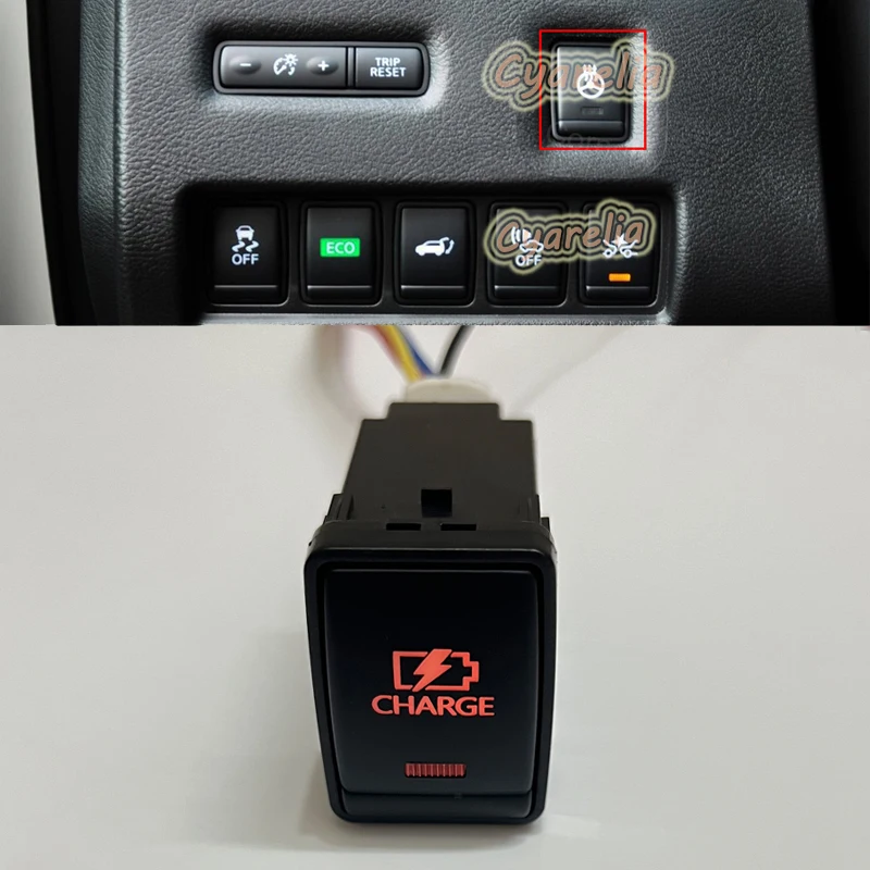 Orange Light Car Force Battery Charging Button Switch with Connecting Wire for Nissan Serena C27 E-Power