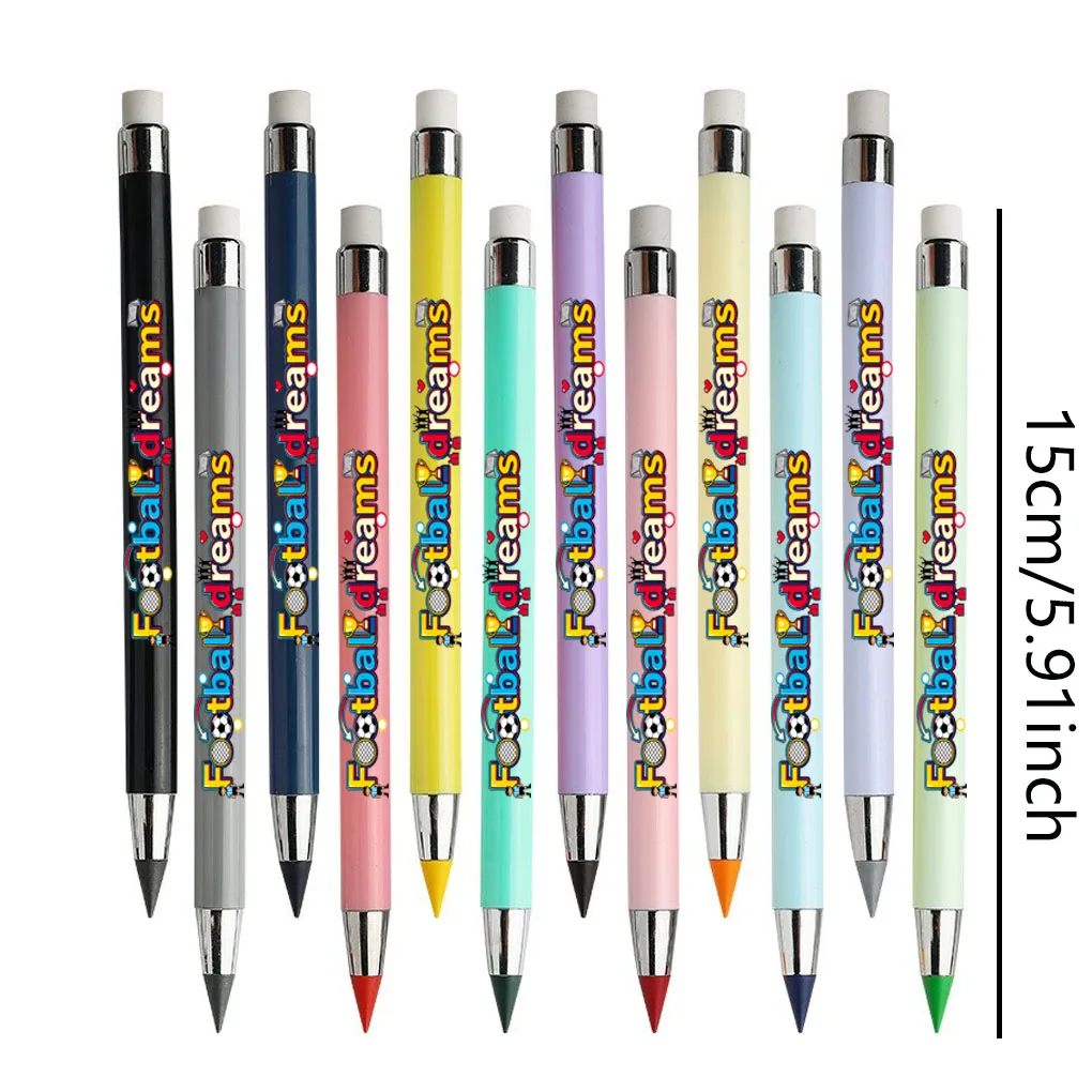 サッカーへの情熱、サッカーの夢、書き物や描画に最適な永遠の鉛筆12本、削らない色鉛筆