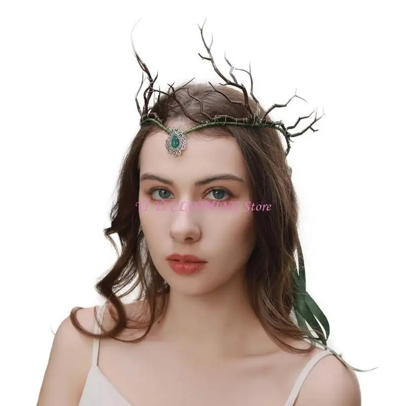 

N5KF повязка на голову с веткой Хэллоуина для женщин, повязка на голову с рождественской веткой, реквизит для фотосъемки