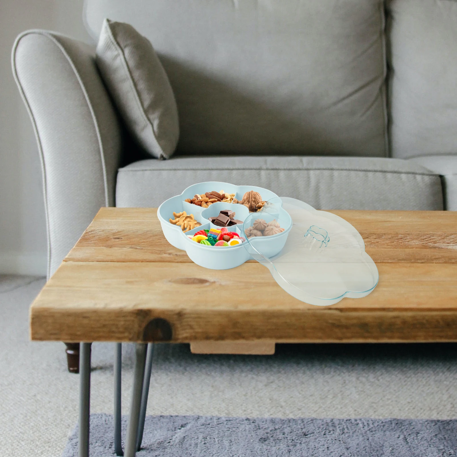 

1pc Compartments Snack Box Pp+ Material Smooth Finish Partition Design For Cheese Fruit Nuts Candy Storage Home Kitchen Tray