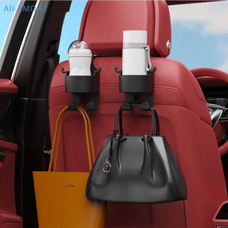 Car Seat Headrest Hook Hanger Storage Organizer Universal With Cup Holder For Handbag Fit Universal Vehicle Car Accessories