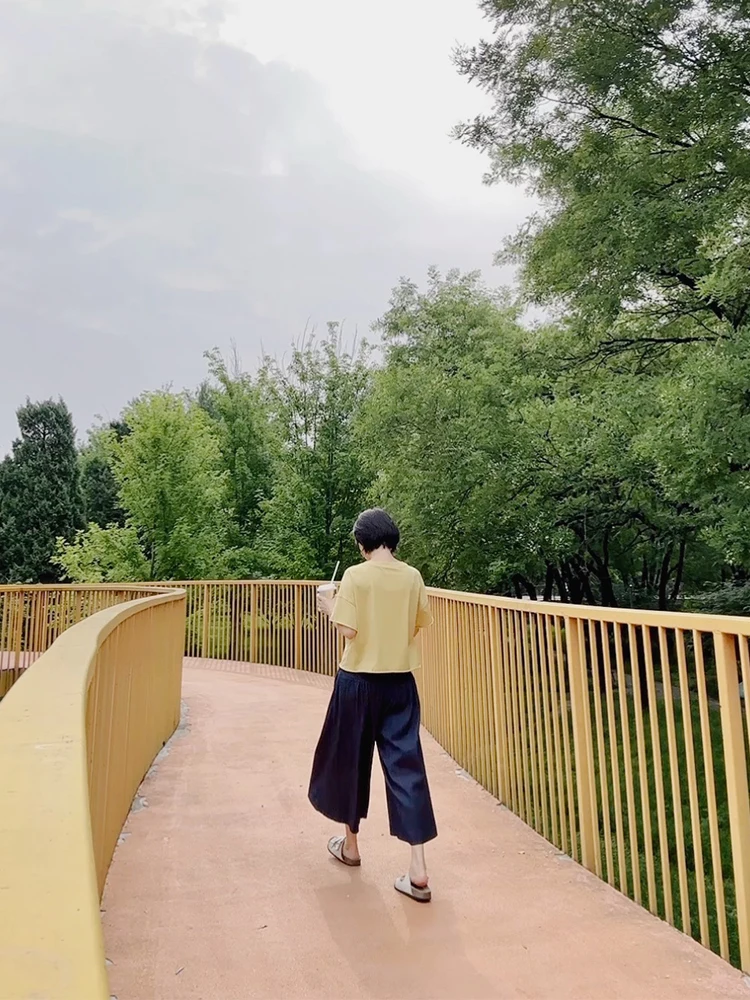 

Женские повседневные брюки-юбка Sugar Skin Cloud Walking из ацетатного лиоцелла с высокой талией, летние, драпированные, джинсовые, синие, 8 предметов в комплекте