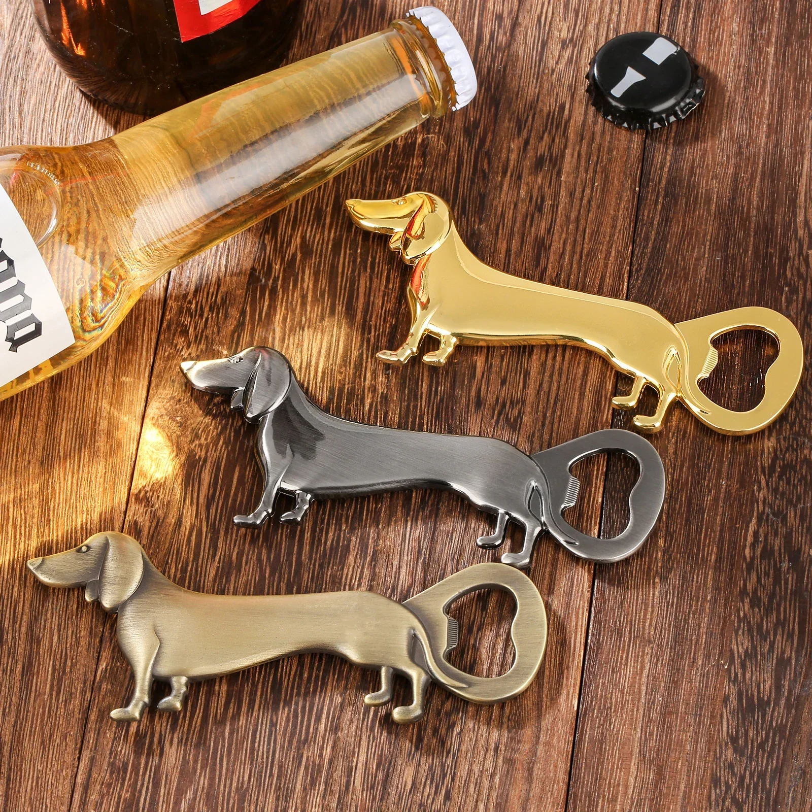 

Retro Style Dachshund Bottle Opener Sausage Dog Beer Openers Bar Accessory Gadgets Corkscrew for Wedding Celebration Party