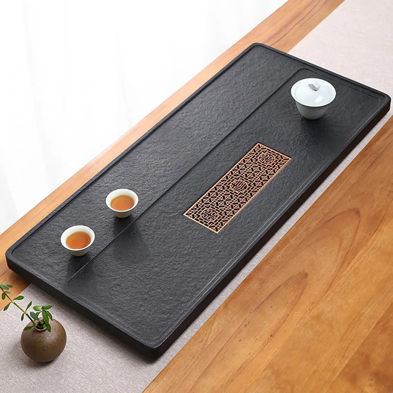 Luxury Stone Tea Tray Office Valet Chinese Kitchen Tableware Living Room Rectangle Tea Tray Hospitality Bandejas Home Products
