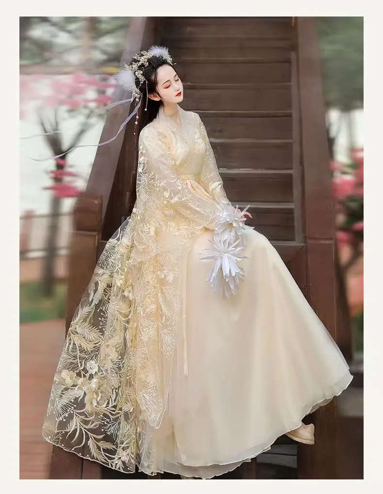 فستان هانفو مطرز بالدانتيل على طراز الأميرة، زي هانفو الصيني التقليدي القديم الأنيق لحفلات الرقص النسائية، زي الجنية الحلوة #5