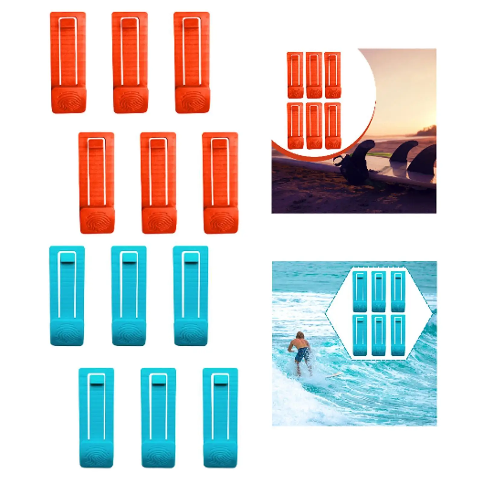 

6x набор зажимов для плавников для доски для серфинга, легкие зажимы для взрослых, сменные многофункциональные детали для снаряжения, зажимы для ласт для доски для серфинга