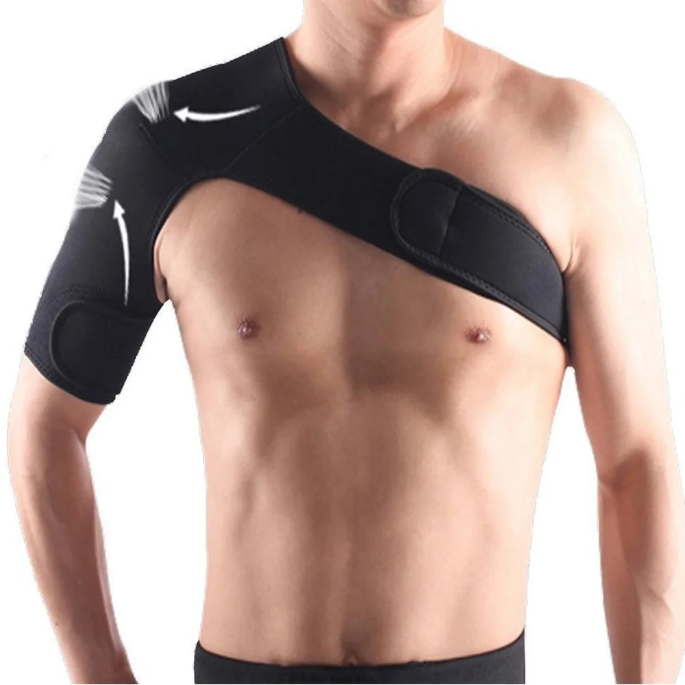 SPOSAFE Regolabile Palestra Sport Cura Supporto per spalla singola Tutore per la schiena Cintura avvolgente Fascia per cintura Fasciatura nera per