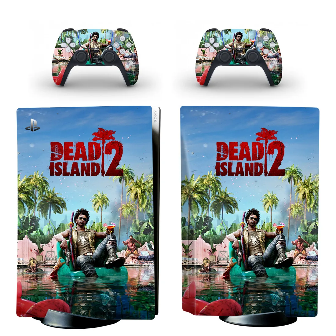 Dead Island 2 PS5 Disc Skin Sticker Decal Cover for Console and 2 Controllers PS5 Disk Skin Sticker Vinyl