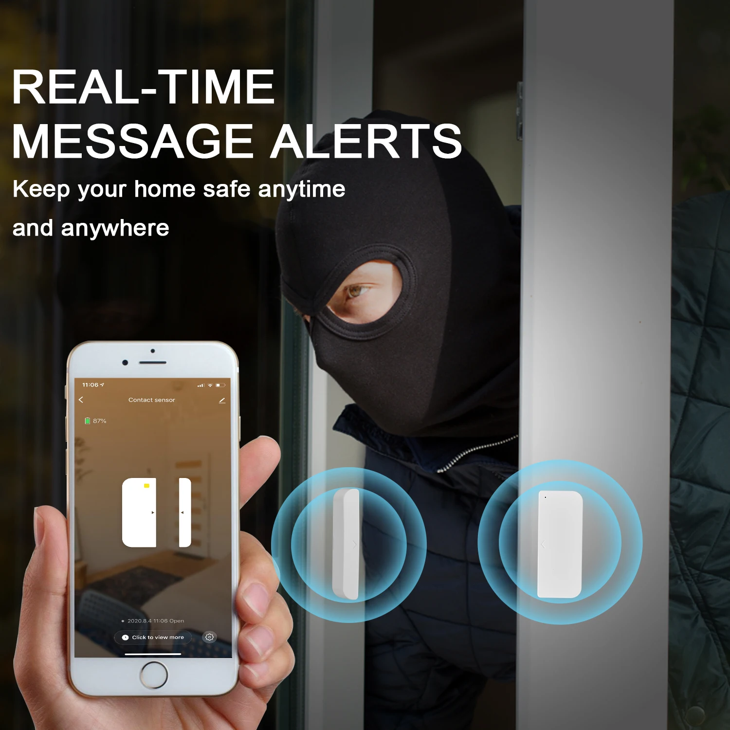 Tuya WFI smart  Sensor Doors and Windows Open/Close Detectors Alarm Intelligent Life Application Collaborates with Google Homepa