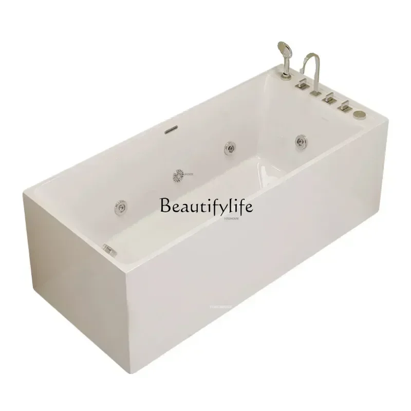 Household Independent Surf Massage Bathtub Bathroom Aldult Bathtub Small Apartment Rectangle Acrylic Design