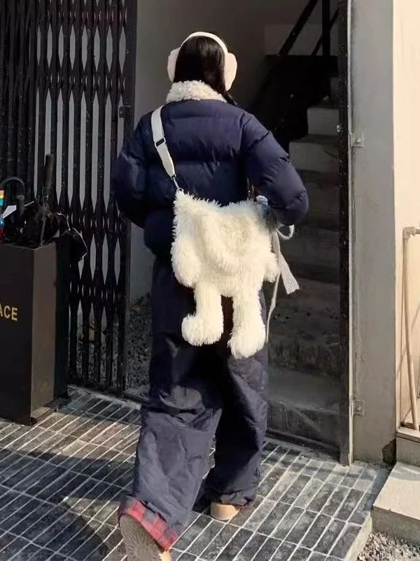 

Женская зимняя куртка American Sle ort Thiened, новинка 2025, теплое хлопковое пальто со свободным воротником и меховым воротником, чистый цвет