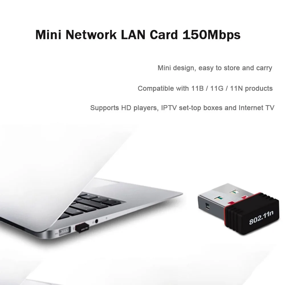 محول واي فاي USB صغير 802.11n هوائي 150 ميجابت في الثانية USB استقبال لاسلكي دونغل بطاقة الشبكة واي فاي خارجي لأجهزة الكمبيوتر المحمول المكتبية
