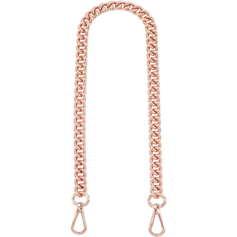 23.8” Flat Chain Strap Rose Gold Shoulder Bag Chain Strap Aluminum Purse Chain Replacement Chunky Metal Chain