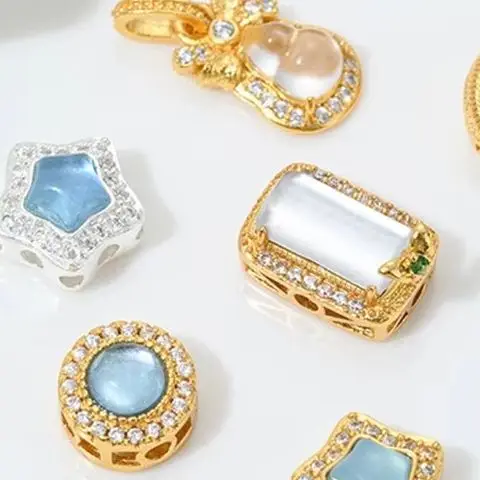 

Натуральный кристалл, аквамарин, пористые бусины, инкрустированные жадеитом, водяная пена, нефритовая подвеска Ruyi Gourd для DIY ювелирных аксессуаров