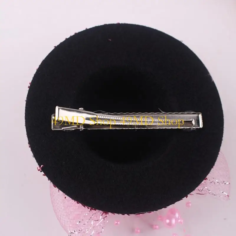 

49MD Fascinator Girl Fascinator Hat Tea Party Fascinator Cocktail Mesh Hat Flower Fascinator Glitter Mesh