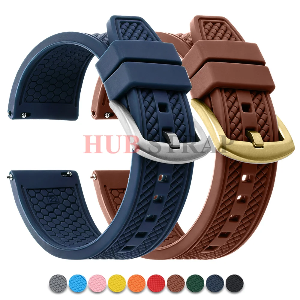 Professional Diving Watch Band Rubber Strap 20mm 22mm Quick Release Bullet Shape for Dive Watch Waterproof Durable Watchband