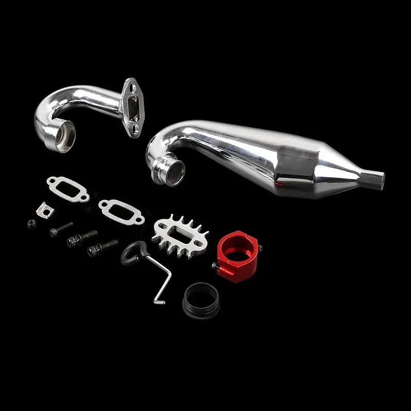 Exhaust Pipe and CNC Metal Clamp Fit for 1/5 HPI ROVAN ROFUN KM GTB Racing BAJA 5B 5T 5SC Truck Parts