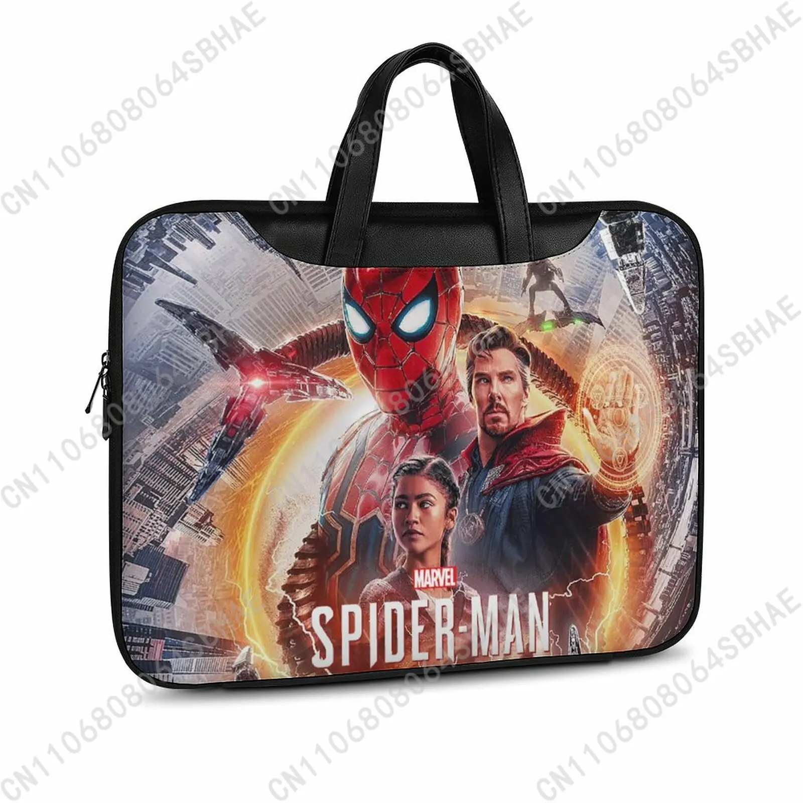 

Marvel Spider Man Custom Leather Briefcase Men Woman Laptop Bag Business Retro Genuine Leather Computer Cosplay