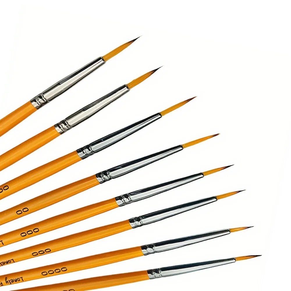 8pcs Small Detail Miniature Model Painting Brush Set for Acrylic Watercolor Gouache Ink Tempera and Body Painting