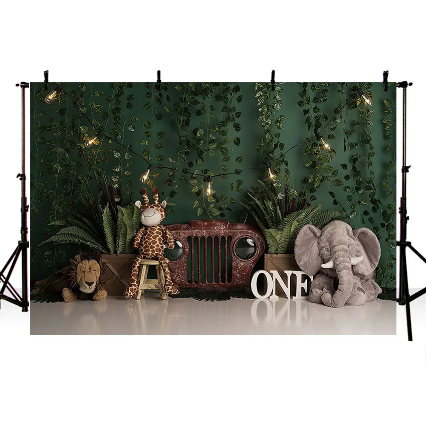 Mehofond Photography Background Jungle Animals Tropical Wild One Boy 1st Birthday Party Cake Smash Decor Backdrop Photo Studio