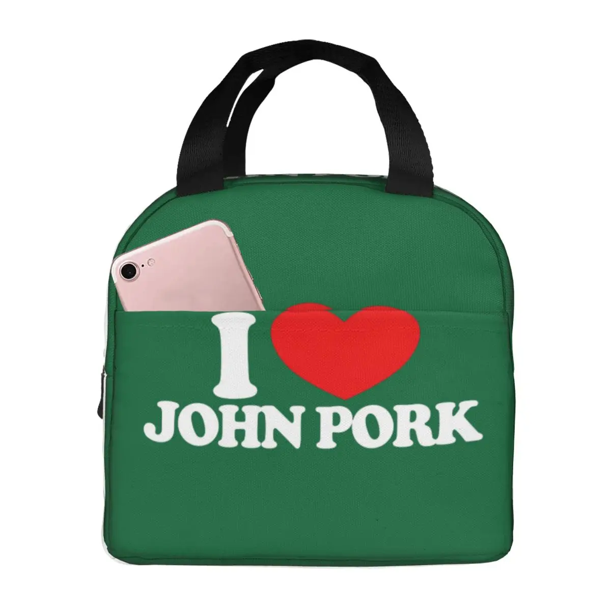 

I Love John Pork Funny Insulated Lunch Bag High Capacity Lunch Container Thermal Bag Tote Lunch Box Beach Picnic Bento Pouch