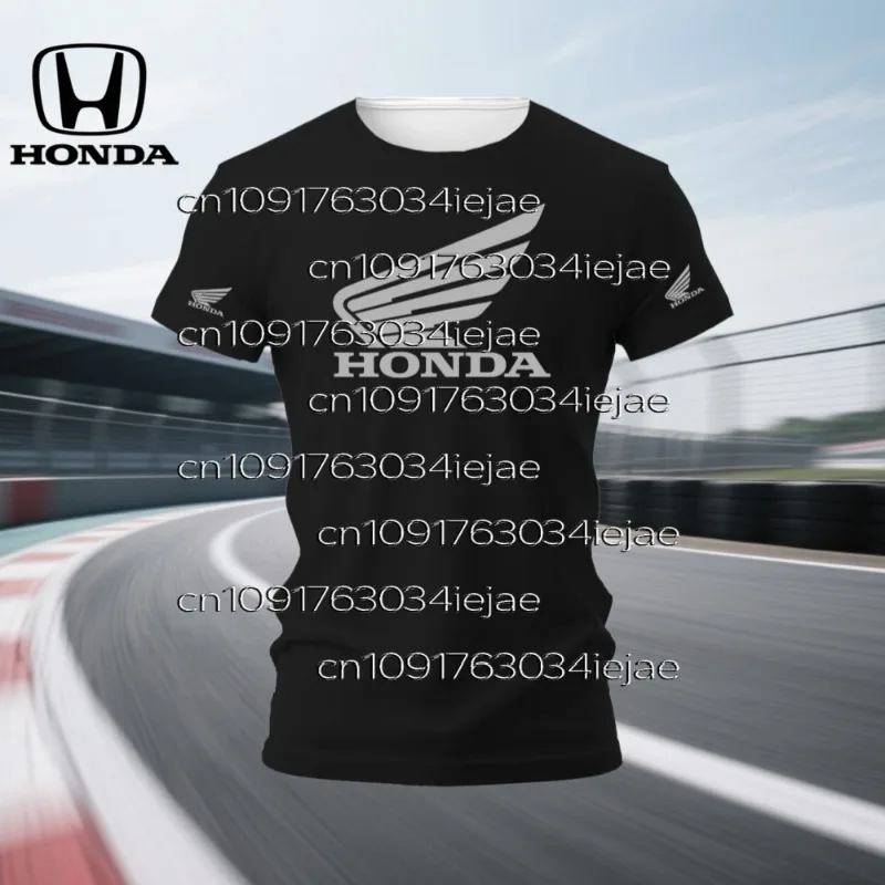 تي شيرت صيفي جديد للرجال مطبوع عليه شعار هوندا للدراجات النارية تي شيرت بسيط بأكمام قصيرة غير رسمي للسباق تي شيرت Harajuku رياضي للجنسين #1