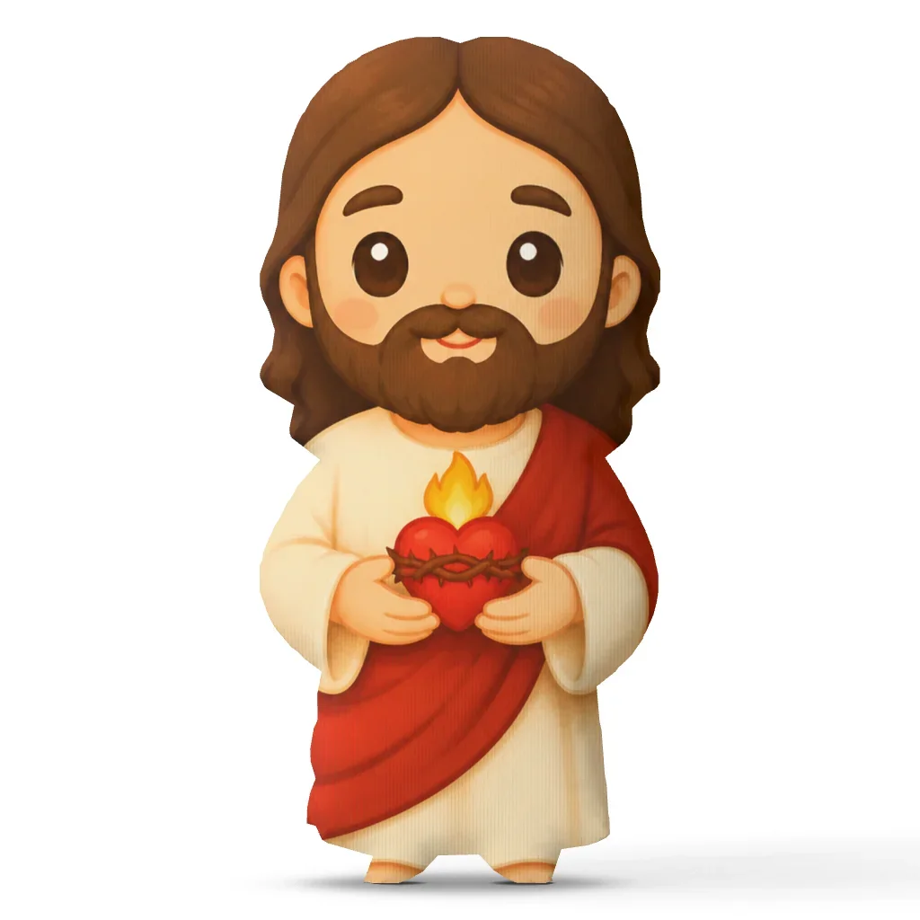 Sacred Heart Jesus Shaped Pillow Christian Faith Cushion Prayer Room Decor Religious Gift for Sofa Bed Stuffed Throw Pillow