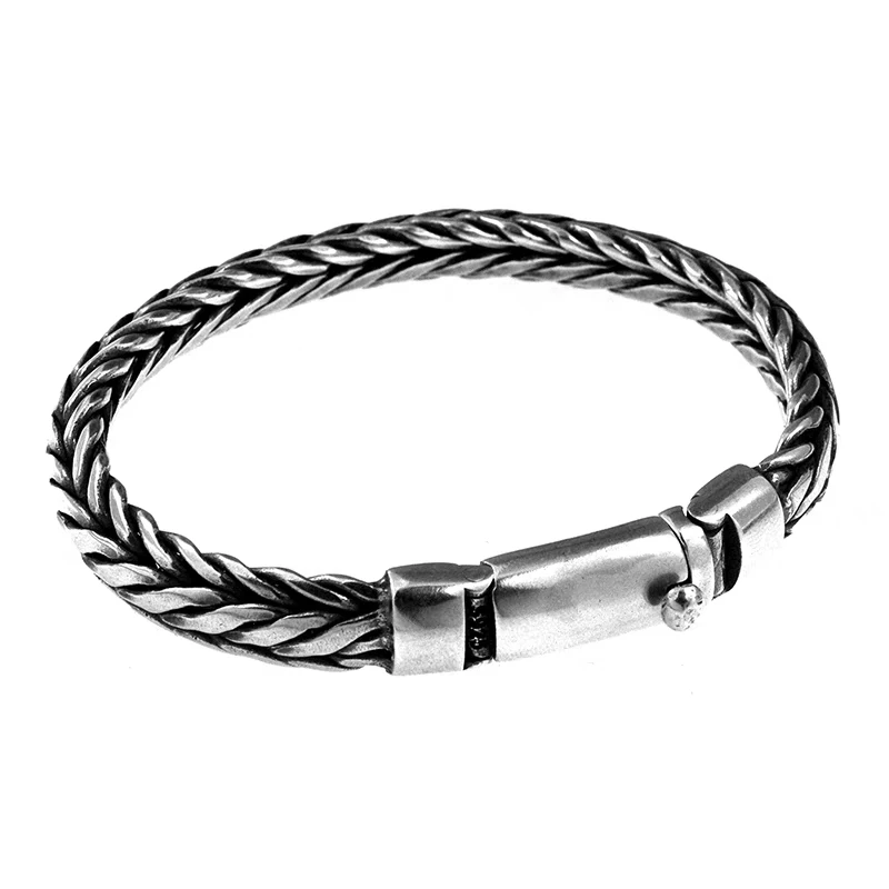 

Boutique jewelry 925 silver retro braided 9MM exquisite bracelet noble and elegant men's and women's party wedding holiday gift