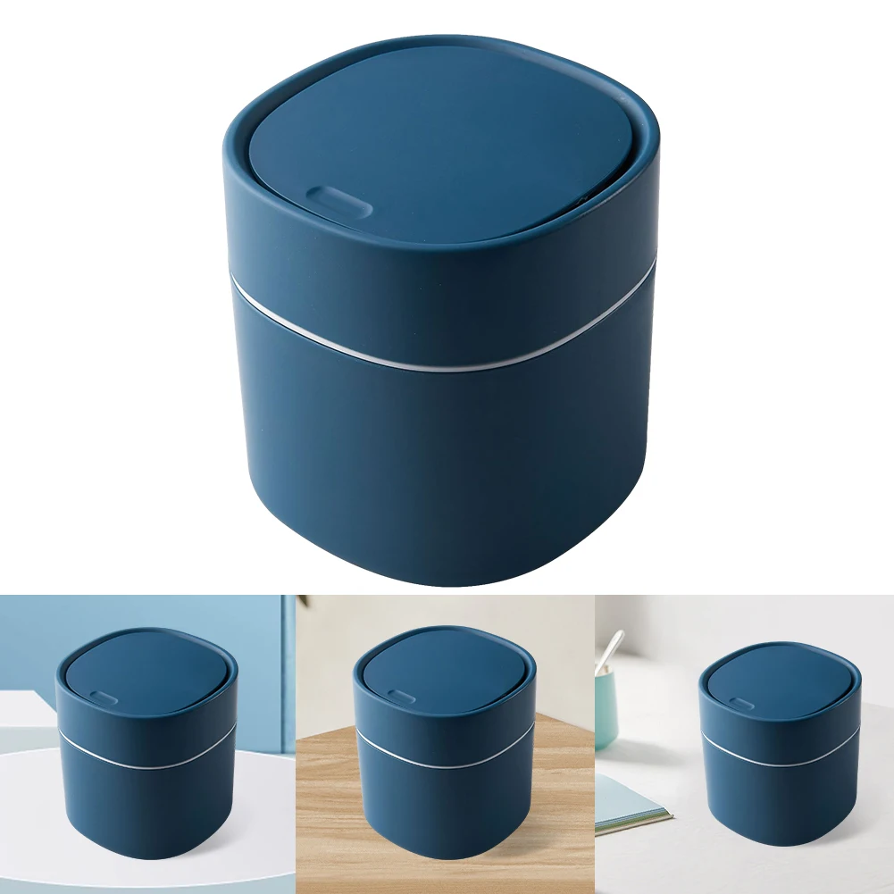

Mini Trash Can with Lid Nordic Style Desktop Garbage Basket Removable Lid Sundries Barrel Box for Office Desk Bathroom Vanity