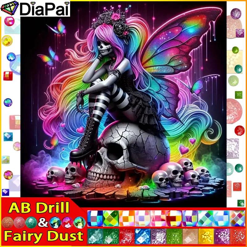 DiaPai Fairy Dust AB Diamant-Stickerei „Skelett Schmetterling“ Muster DIY 5D Diamant Malerei Handarbeit voller Bohrer Malerei