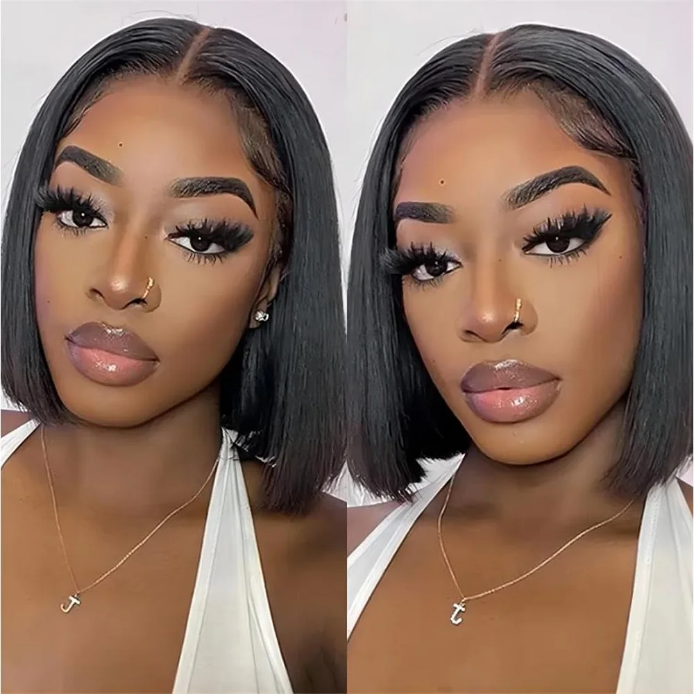 

Bob Glueless Wigs Human Hair Pre Plucked Pre Cut 6x4 HD Transparent Lace Front Wigs Human Hair 200% Density Wear and Go Wig Bob