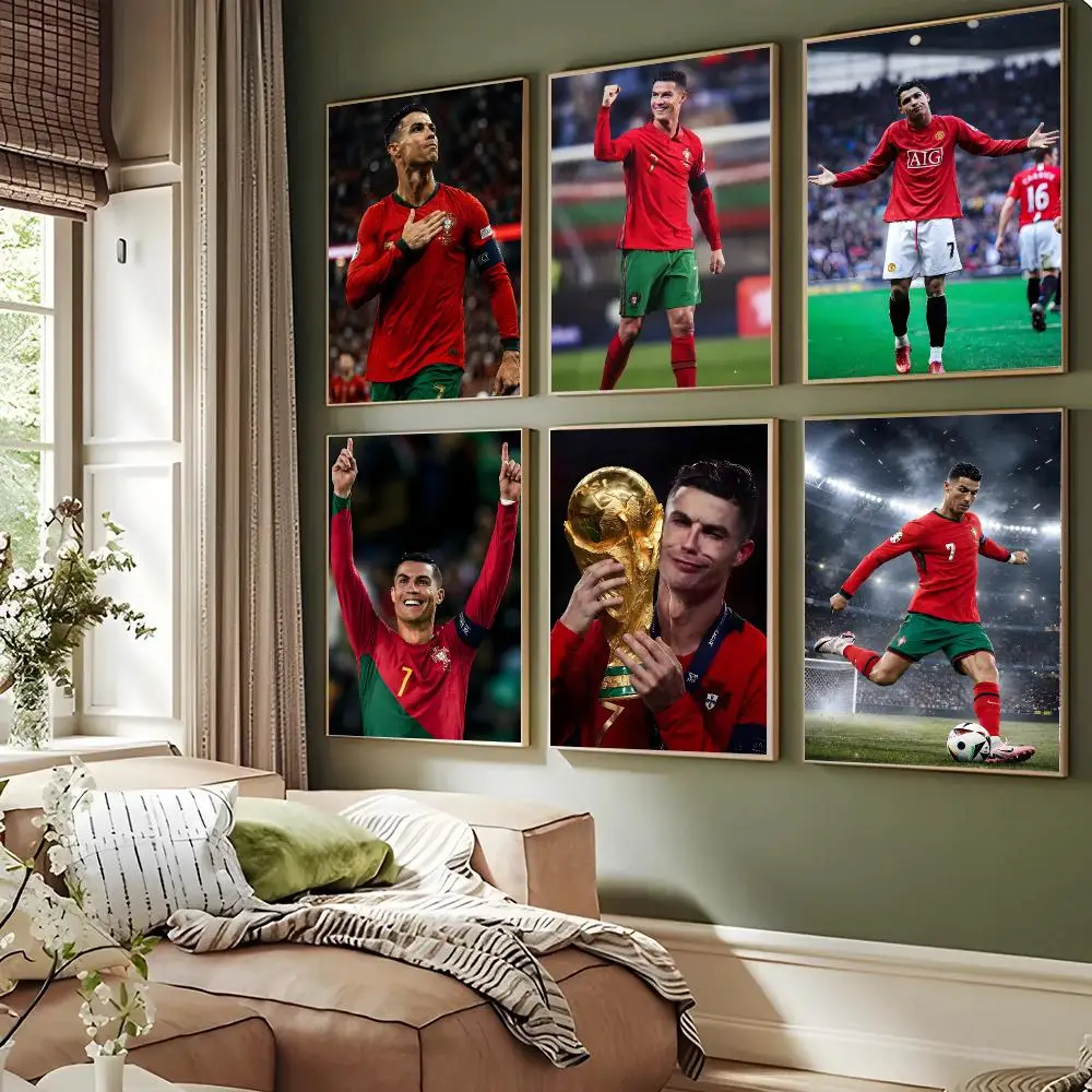Football Player C-Cristiano Ronaldo Poster Self-adhesive Advanced Aesthetic Printing Paper Wall Art For Living Room Home Decor