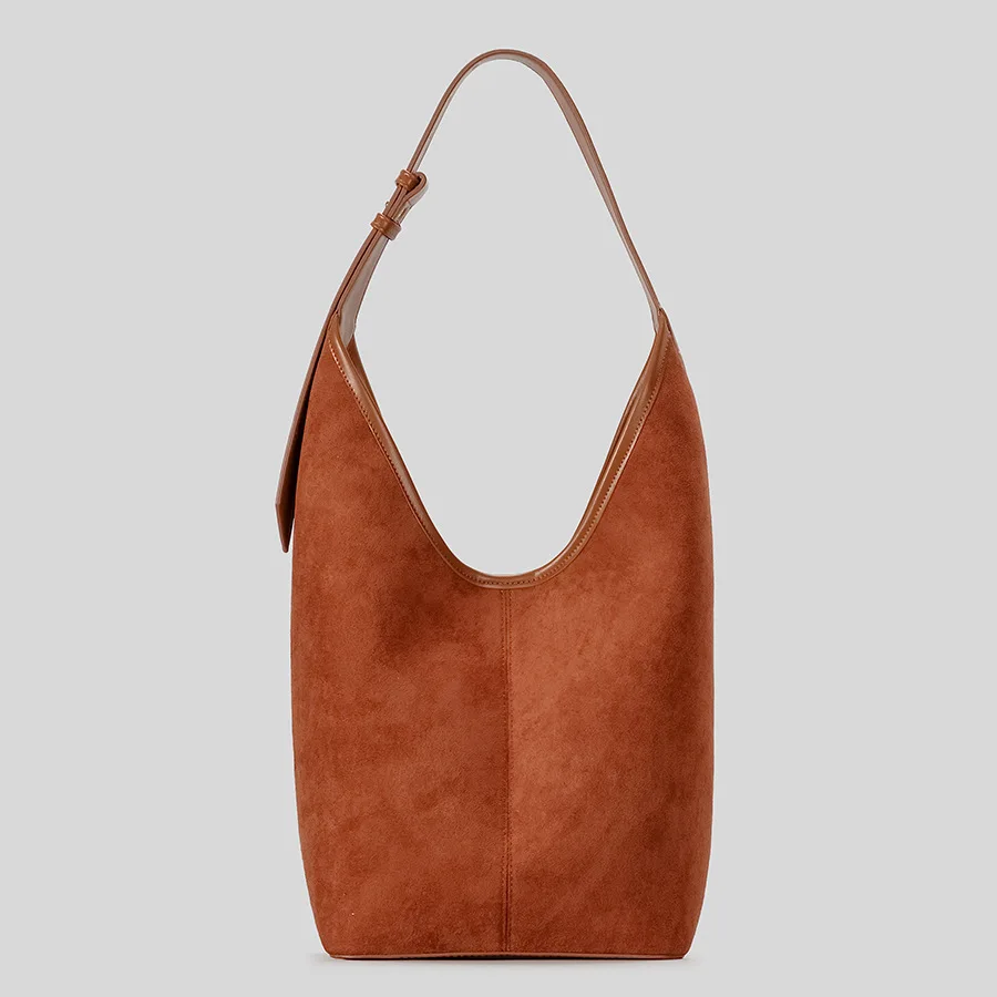 

Модная оранжевая сумка-ведро из искусственной замши, дизайнерские женские сумки на плечо, роскошная большая вместительная сумка, большая сумка, зима 2025 г.