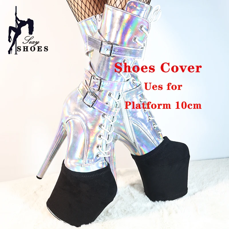 أحذية منصة يغطي الأسود الجلد المدبوغ عالية الكعب دائم غطاء أحذية 15 سنتيمتر 17 سنتيمتر 20 سنتيمتر 23 سنتيمتر 26 سنتيمتر الأحذية أحذية تدريب غطاء حامي