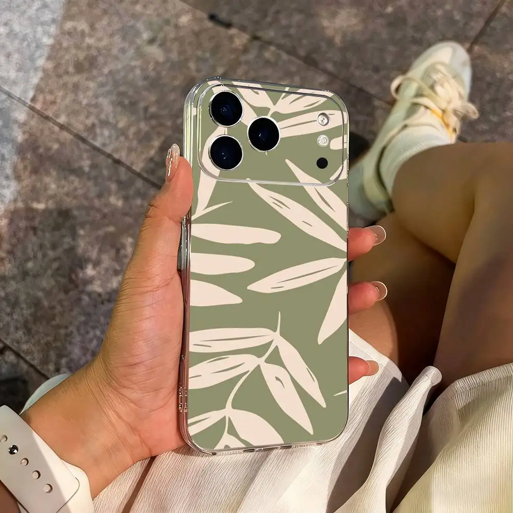 Casing Ponsel Seni Lukis Botani Untuk iPhone 14,13,12,11,17,16,15,Pro,Max,Plus,X,XS,XR,SE,Mini Transparan Lembut