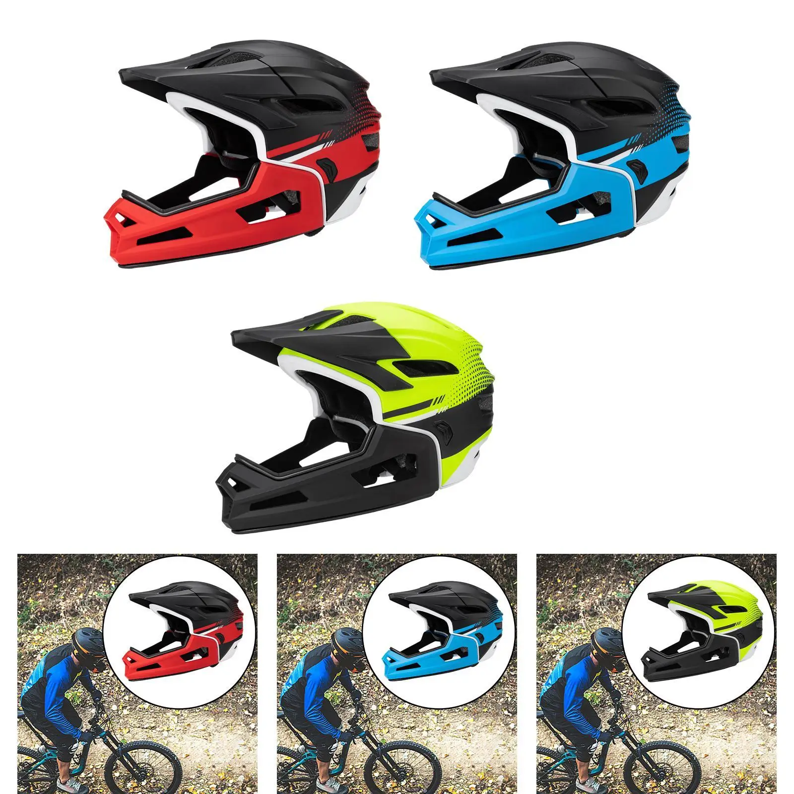 

Fullface Mountain Bike Helmet with Removable Chin Pad Bicycles Helmet for Biking Snowboarding Skateboard Skating Climbing
