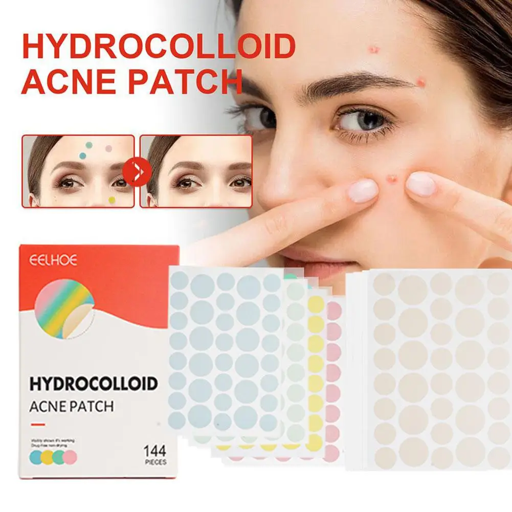 144patches Acnes Pimple Patches For Zits And Blemishes,invisible Or Colorful Spots Treatments Stickers For Face And Skin Ca A7J1