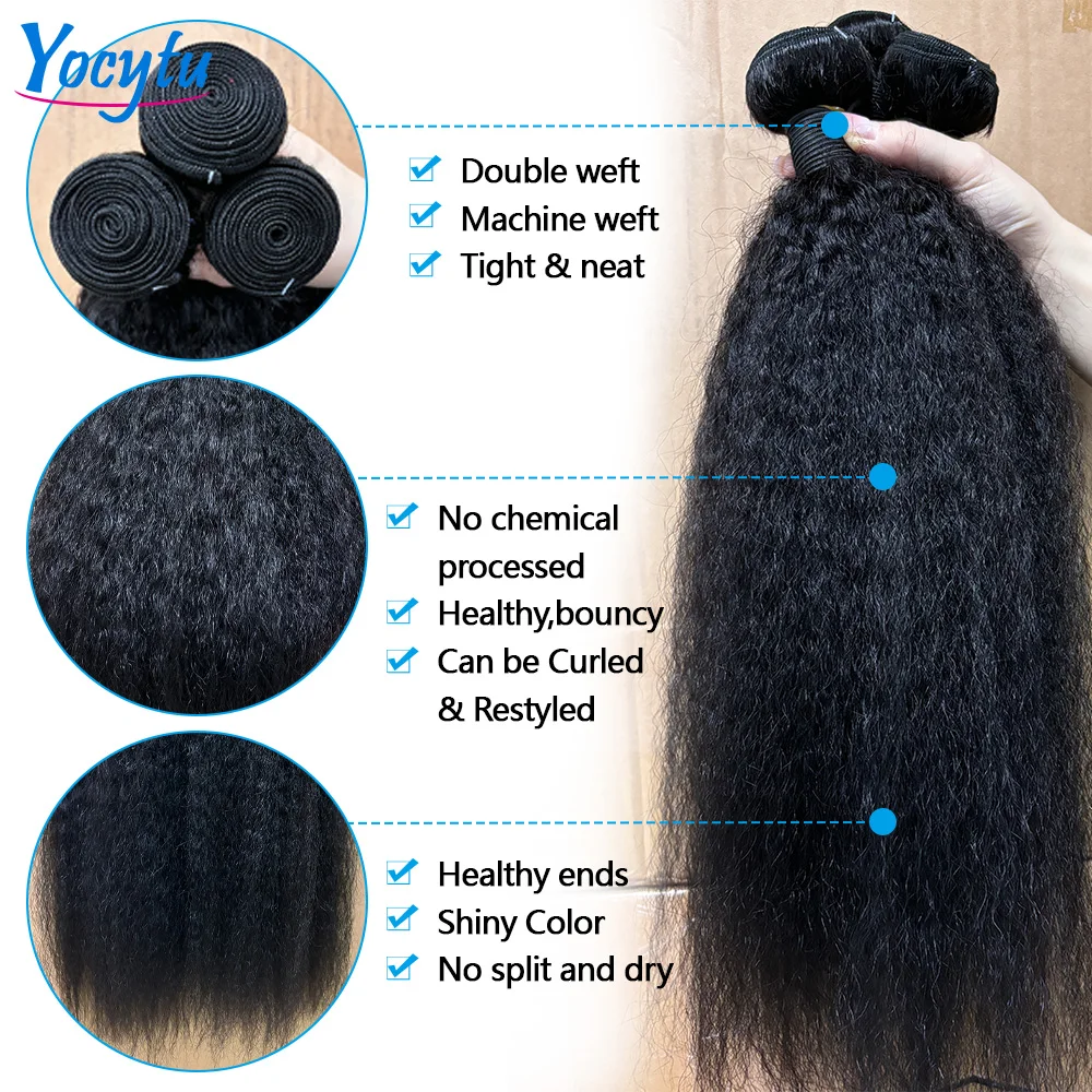 12A Top Qualität Verworrene Gerade Bundles 24 Zoll Menschliches Haar Bundles 3 Tage Lieferung YOCYTU Yaki Gerade Bundles 100 % Echthaar – Detail 3