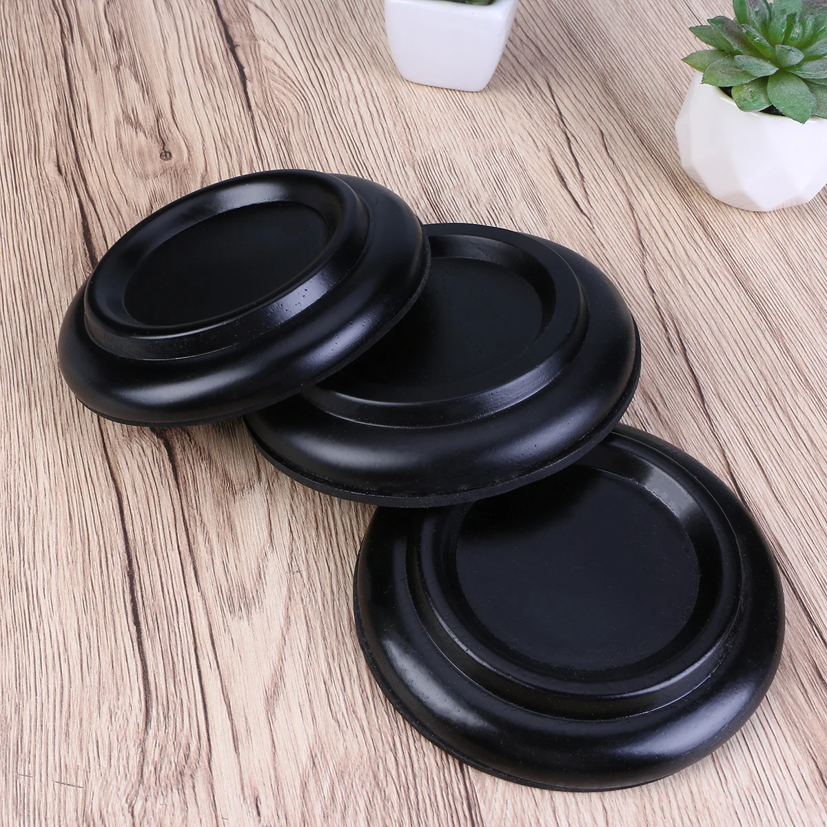 

3pcs Solid Wood Grand Piano Caster Cups Non-Slip Floor Protector Eva Bottom Sound Insulation For Pianos Size L Brown