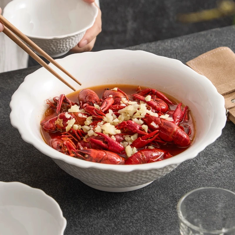 Pattern Dinner Plate Ceramic Solid Color Tableware Soup Basin Salad Bowls Restaurant Simple Sushi Steak Plate Snack Dessert Tray