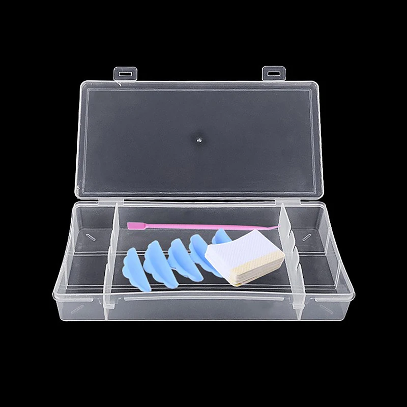 

Transparent With Cover Rectangle Vertical 3 Grid Eyelash Extension Tool Storage Box Glue Tweezer Holder Makeup Organizer