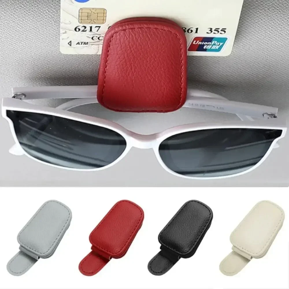 Car Glasses Clip Multifunction Sun Visor Leather Eyeglasses Clip Magnetic Sunglasses Holder Clip Hanger Universal Car Accessorie